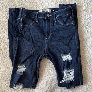 Hollister WOMENS Dark Blue Distressed Skinny Jeans